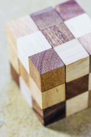Cube puzzle in the form of wooden blocksの写真素材