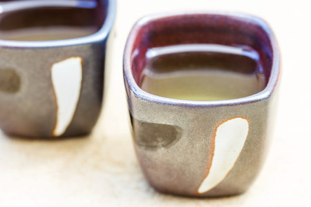 Japanese green tea in a ceramic cup