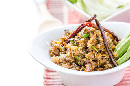 Thai Spicy minced fish salad. Thai foodの写真素材