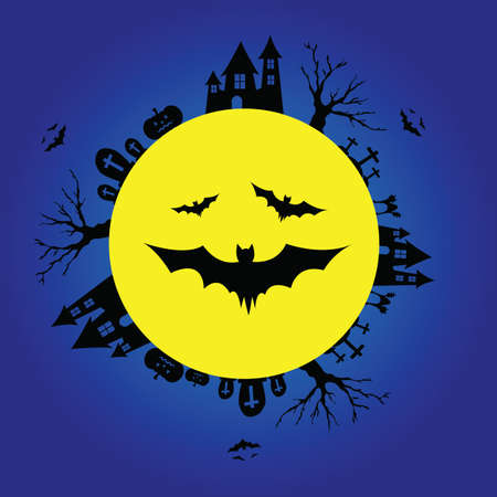 Halloween party full moon, Halloween icon. のイラスト素材