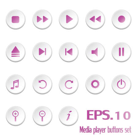 media player buttons and audio player isolated on white backgroundのイラスト素材