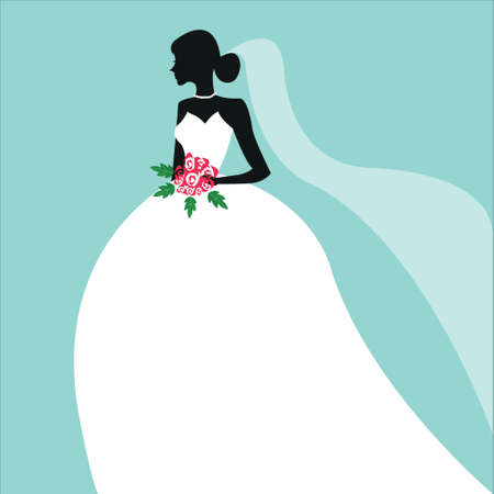 Beautiful bride with bouquetのイラスト素材