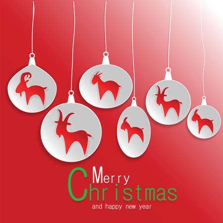 emblem in 2015 on the eastern calendar goat. Merry christmas and Happy new yearのイラスト素材