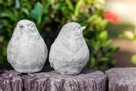 Statues two birds in gardenの写真素材