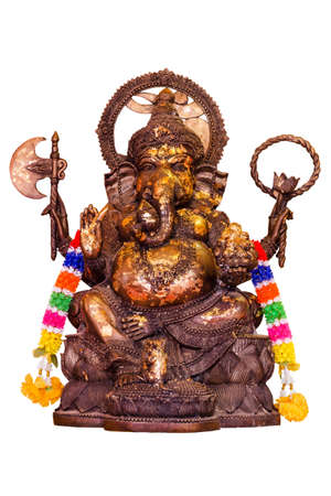 idol of Hindu god Ganesha  isolate on white background.の写真素材