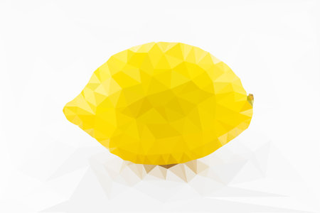 Lemon Low-poly on white background, triangular style.の写真素材
