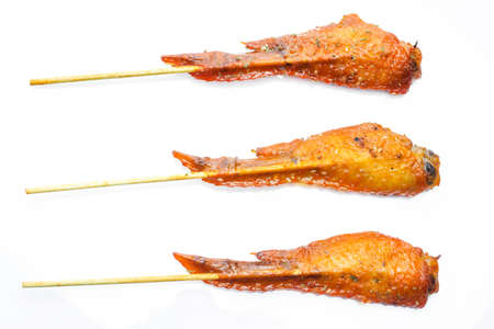 Fresh made chicken wing satay skewer, Traditional thai cuisine.の写真素材
