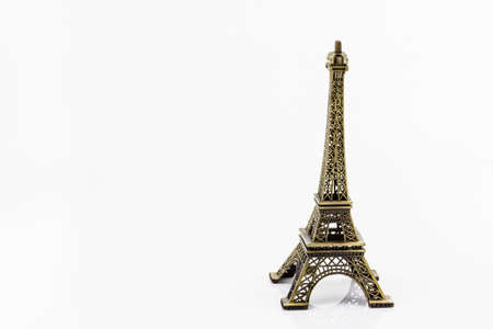 Eiffel tower model isolated on white backgroundの写真素材
