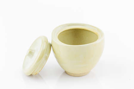 Small ceramic bowl isolated over the white backgroundの写真素材