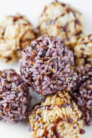 Rice cracker or puffed rice with sugar, thai dessert.の写真素材