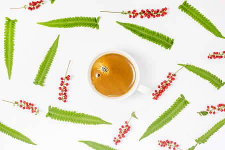 cup of espresso coffee  on white backgroundの写真素材