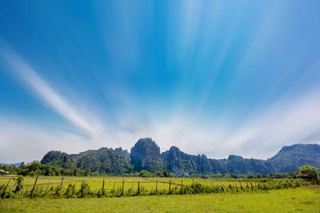 Beautiful Laos mountain, landscape of vang vieng,laos.の写真素材