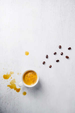Coffee Espresso. Cup Of Coffee on wooden background.の写真素材
