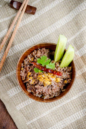 Steamed whole grain traditional thai rice best rice for healthy and clean foodの写真素材