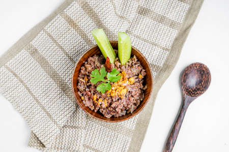 Steamed whole grain traditional thai rice best rice for healthy and clean foodの写真素材