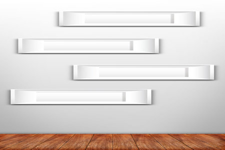 Collage of white photo frames on the wallの写真素材