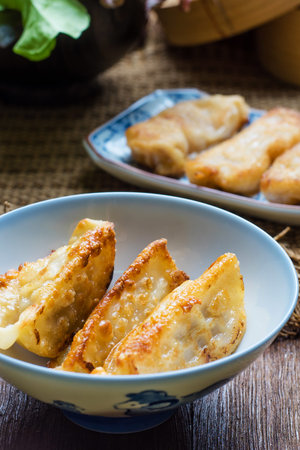 gyoza Japanese foods, Gyoza with shrimp meat and vegetablesの写真素材