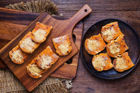 Prepared baking lots of spicy dried shredded pork bread. Thai foodの写真素材