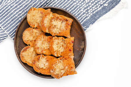 Prepared baking lots of spicy dried shredded pork bread. Thai foodの写真素材