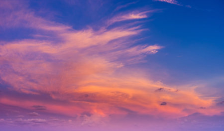 colorful dramatic sky with cloud at sunset