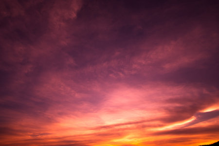 Colorful dramatic sky with cloud at sunset