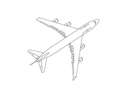 Commercial Plane Outline Flying in the Sky.のイラスト素材
