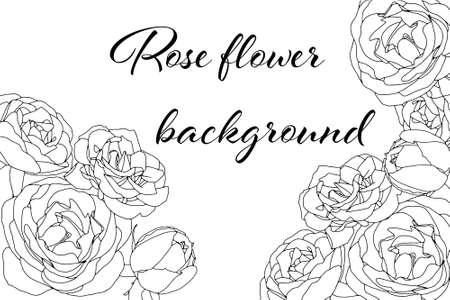 Hand drawn card with light and white roses on white background and handlettering, vector illustrationのイラスト素材
