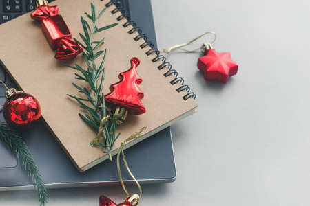 An Arrangement of Christmas Decorations. Christmas background.の写真素材