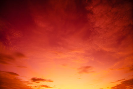 colorful dramatic sky with cloud at sunset