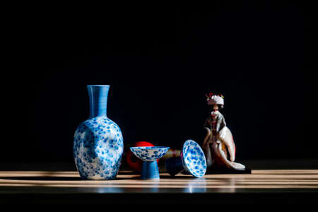 japanese sake oriental drink style on the tableの写真素材