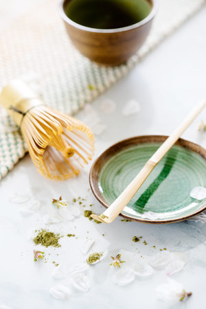 green tea matcha in a bowl on table