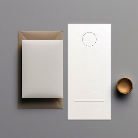 Mock ups of blank paper cards for wedding invitation,  Wedding templates flat lay, top view with copy space for text. Generaive ai.の素材
