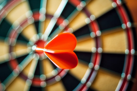 Dart arrow hitting in the target center,Concept of personal coaching success. generative ai.の素材