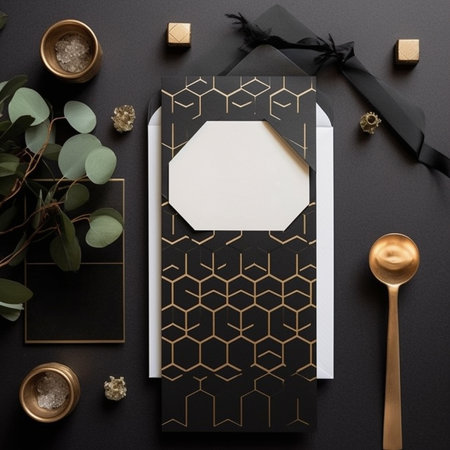 Mock ups of blank paper cards for wedding invitation,  Wedding templates flat lay, top view with copy space for text. Generaive ai.の素材