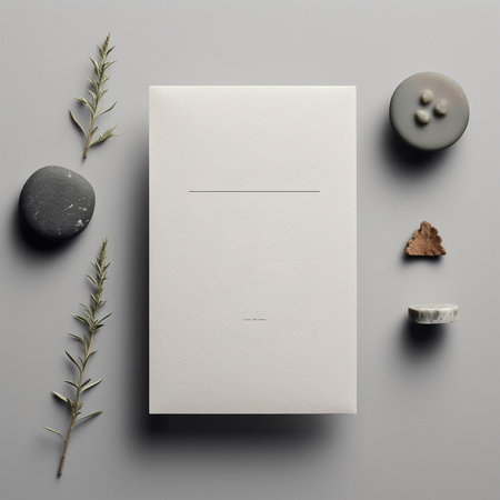 Mock ups of blank paper cards for wedding invitation,  Wedding templates flat lay, top view with copy space for text. Generaive ai.の素材