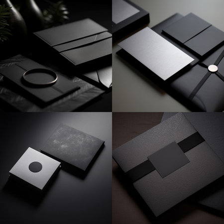 Mock ups of blank paper cards for wedding invitation,  Wedding templates flat lay, top view with copy space for text. Generaive ai.の素材