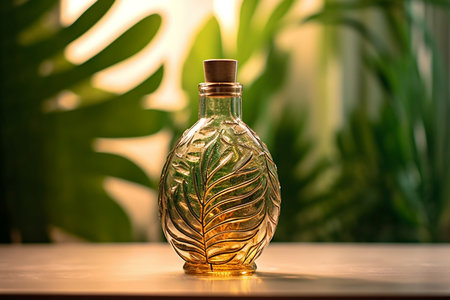 A bottle of perfume. The play of light and shadow. generative ai.の素材