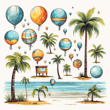 Sunny Days with a Summer Holiday Theme. generative ai.の素材