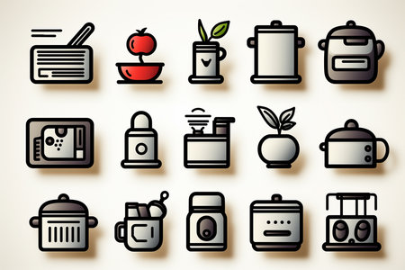 household appliances icons kitchen tool. generative ai.の素材
