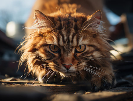 A close-up shot of a cat striking face. generative aiの素材