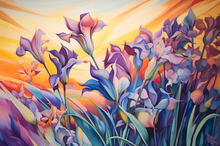 wild purple flowers are the colors in the sky. generative aiの素材