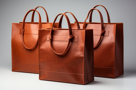 Women's Brown Leather handbag. Beauty and fashion. generative aiの素材