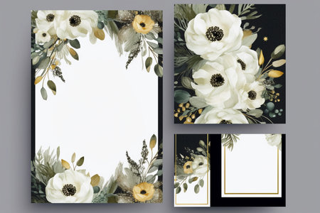 Gold Wedding Invitation, save the date, thank you, rsvp card Design template. generative aiの素材