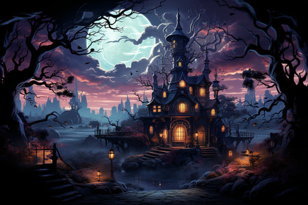 a Halloween vector background, Halloween night. generative aiの素材