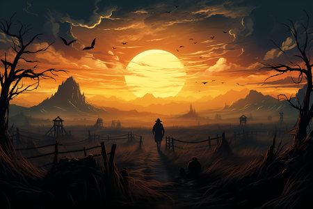 a Halloween vector background, Halloween night. generative aiの素材