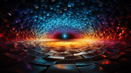 Abstract background of disco light explosion spotlight center spiral light. generative aiの素材