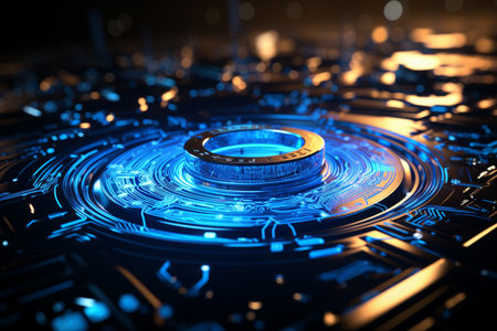 fingerprint in button scan technology laser scan line. generative aiの素材