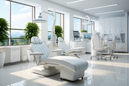 Dentist office interior with medical equipment. generative aiの素材