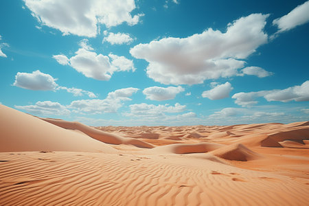 sand dunes landscape with cloud sky background. generative aiの素材