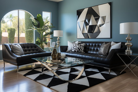 Design an ultra-modern living room. generative aiの素材